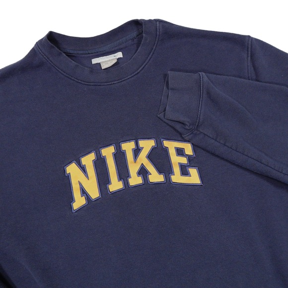 Nike Other - VTG Y2K NIKE Mens XL Navy Yellow Spellout Arch Logo Pullover Crewneck Sweatshirt